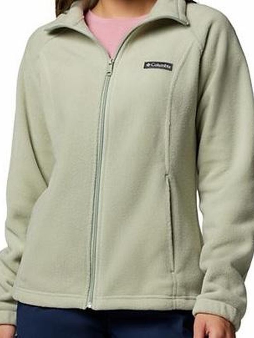 Columbia Light Sage Green Full-Zip Fleece Jacket